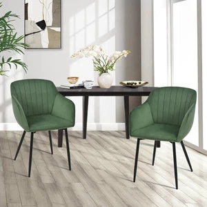 Juego de 2 sillas de comedor sillas de cocina silla tapizada de terciopelo sillas comedor verde - Imagen 1 de 11