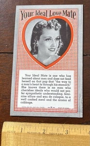 Your Ideal Love Mate, Arcade Card Wahrsagen, 1941, Well Cooked Meal Allure - Bild 1 von 2