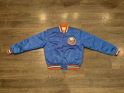 Vintage Starter NHL New York Islanders Bomber Jacket Sz L Blue USA (has Stain) - Image 1 of 4