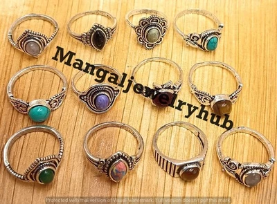 Lote de joyas de moda enchapados en plata de ley 925 anillos de piedras preciosas turquesa y mezcla Foto 1 de 4