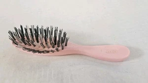 Avon Mini Flair Pink Brush Nylon Bristles Purse Size Vintage Plastic Hair Care - Picture 1 of 4