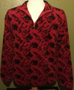 Boys L 10 12 Crazy 8 Red Black Warm Fleece Pullover Jacket Skulls Long Sleeves - Picture 1 of 7