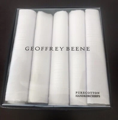 Paquete de 5 pañuelos de algodón Geoffrey Beene patrón NUEVO caja original Foto 1 de 2
