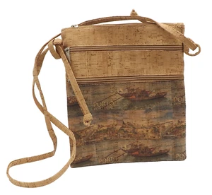 Porto Portugal Fishing Trawler Boat Print Cork Handbag Cross Body Strap Purse - Picture 1 of 6