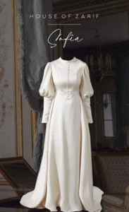 Vintage Silk Satin Wedding Dresses 1950s Victorian Detachable Train Bridal Gowns - Picture 1 of 8