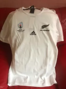 Maglietta Adidas Rugby World Cup Giappone 2019 tutta nera nuova con etichette taglia L da uomo bianca - Foto 1 di 9