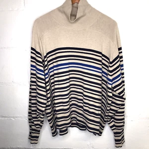 Rag & Bone Women’s XL Ann Striped Turtleneck Sweater Oatmeal Cashmere - Picture 1 of 10