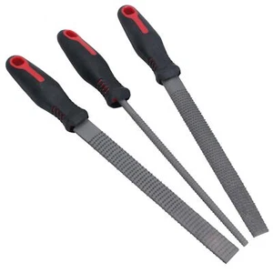 Juego de 3 limas de raspa de madera de 8" / 200 mm con empuñaduras suaves carpintería TE561 - Imagen 1 de 6