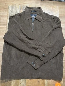 Weatherproof Men's Bomber Jacket Microsuede Full Zip Brown Size L - Picture 1 of 6