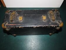 EAGLE LOCK Co. TERRYVILLE CONN c.1900 SMALL WOOD TRUNK BOX BRASS FITTINGS