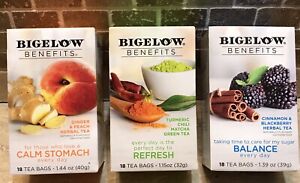 Bigelow Benefits Teas Calm Stomach, Refresh, And Balance Set Of 3 Boxes Exp 2024