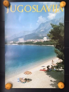 BIG ORIGINAL VINTAGE ADVERTISING TRAVEL POSTER MAKARSKA CROATIA YUGOSLAVIA 80’s - Picture 1 of 4