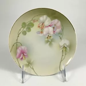 Antico P.S.A.G. Piatto porcellana Bavaria dipinto a mano ROSA SWEET PEAS 6,25" floreale - Foto 1 di 3