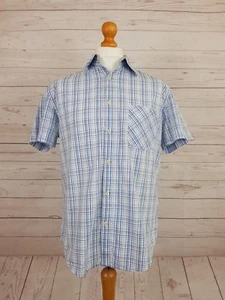 Next Originals Men's Blue White Check Short Sleeve Buttoned Shirt - Size M  - Picture 1 of 7