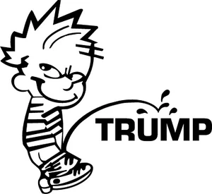 Calvin pee on Trump Funny Die Cut Vinyl Window Decal Sticker Car 6" - Picture 1 of 1