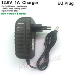 3S 11.1V 18650 Lithium Li-ion BMS Battery 12.6V 1A EU Plug AC-DC Charger Adapter - Picture 1 of 4