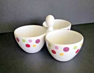 Pampered Chef Polka Dots Trio Bowl Candy Condiment Dish Desk Organizer 3-Part - Picture 1 of 5