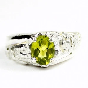 Peridot, 925 Sterling Silver Men's Ring, SR368 - Picture 1 of 5
