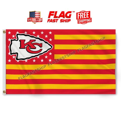 Kansas City Chiefs 3x5 Ft Flag Man Cave Flag Banner KC FREE Shipping US Seller Cover