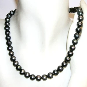 COLLAR de PERLAS CULTIVADAS GRISES 8,5-9 mm y PLATA de LEY 925, long. 42-43 cm - Imagen 1 de 4