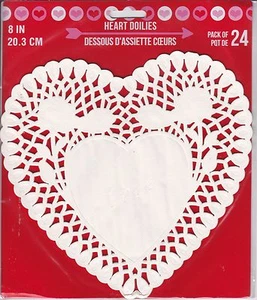 Nuevo Día de San Valentín Corazón Papel DOILIES ARTESANÍA DECORATIVA Fiesta ~ 8" Blanco 24 quilates - Imagen 1 de 1