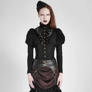 PUNK RAVE CELESTIAL BLOUSE SHIRT BLACK GOTHIC VICTORIAN STEAMPUNK Y-681 NEW - Bild 1 von 12