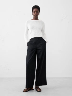 Pantalones Banana Republic tiro alto Hayden pierna ancha lino negros MEDIANOS NUEVOS Foto 1 de 2