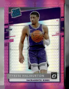 (3749) 2020-21 Optic Tyrese Haliburton Hyper Pink RC Rookie Kings - Picture 1 of 2