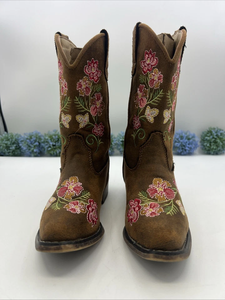 Roper Kids 10 码靴子花卉粉色/绿色/橙色 — 第 1/4 张图片