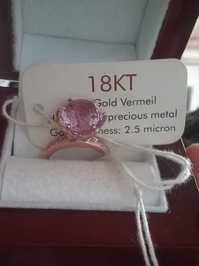 GORGEOUS ROSE de FRANCE &ZIRCON RING 6CTS- N- in 18ct Rose Gold Vermeil-QUALITY - Picture 1 of 13
