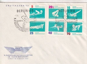 DDR FDC 907-12 SC 621-5, B92 European Swim Championships - Picture 1 of 1