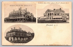 Vintage Newport RI Residences Lithographie Postkarte von National Art Views - Bild 1 von 2