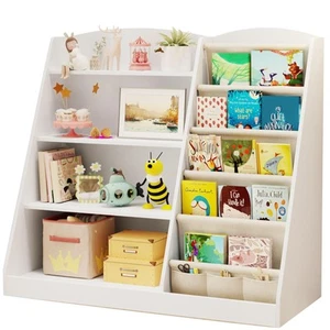 Kids Bookshelf Toddler bookshelf and Toy Storage Organizer 4 Tier Wooden Kids... - Picture 1 of 7