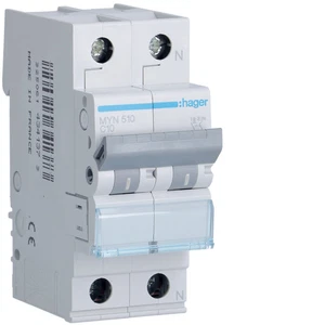 Hager MYN510 interruttore magnetotermico 1P+N 10A curva C 4,5kA 2 moduli - Picture 1 of 3
