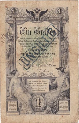 AUSTRIA 1 GULDEN 1866 UNGILTIG USED - Image 1 of 2