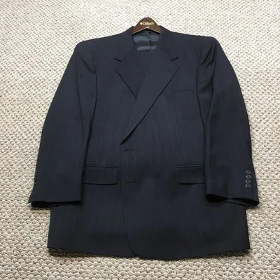 Traje de Colección Austin Reed 2 Piezas Talla 48 Abrigo Pantalones 42x29 Negro Rayas Excelente Foto 1 de 4