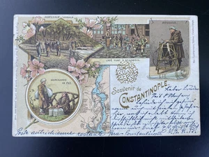 Cartolina litografica - Souvenir de Costantinopoli - 1899 - Foto 1 di 2
