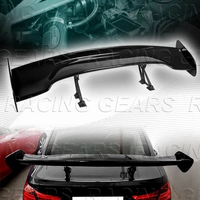 UNIVERSAL 57" DRAGON-3 STYLE PAINTED BLACK ABS GT TRUNK ADJUSTABLE SPOILER WING - Image 1 of 4