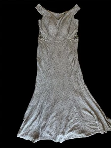 Silber Glitzer Spitze verziert Taille Abschlussball formell Fischschwanz Kleid Plus Gr. 18 - Bild 1 von 13