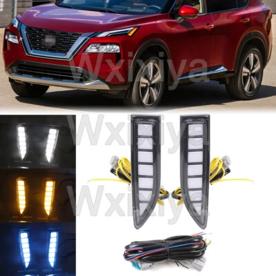 Luz de circulación diurna con giro para Nissan X-Trail Rogue 2021-23 DRL LED antiniebla Foto 1 de 4