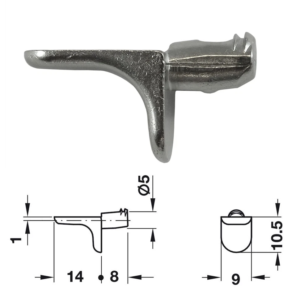 Pack of 8 Strong Metal 5mm Shelf Support Studs Kitchen Cabinet Supports pegs - Image 1 of 1