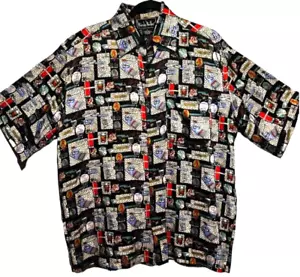 vintage 90's mens Nicole Miller for lovers only music martinis silk shirt size M - Picture 1 of 10