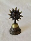 Brass Bell Sun Face 4? Tall Aztec Myan Collectible Vintage Mexico