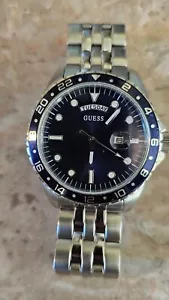 GUESS GW0220G1 Mens Blue Sport Dial Watch 42mm Silver Tone Day/Date - Picture 1 of 10