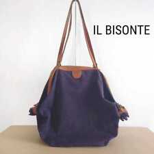 ILBISONTE Canvas x Leather x Cotton Candy Bag Purple women's USED FROM JAPAN