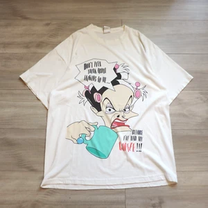 T-shirt grafica vintage anni 90 Disney Topolino INC Crudelia De Vil cartone animato caffè XL - Foto 1 di 7