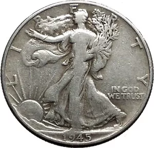 1945 WALKING LIBERTY Half Dollar Bald Eagle United States Silver Coin i44716 - Picture 1 of 3