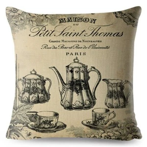 Taie d'oreiller housse de  coussin  retro vintage en lin  45x45 cm  - Imagen 1 de 3