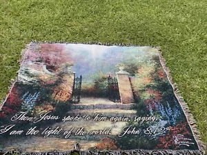 Thomas Kinkade Blanket Tapestry Throw Verse John 8:12 I Am Light Of The World - Picture 1 of 6