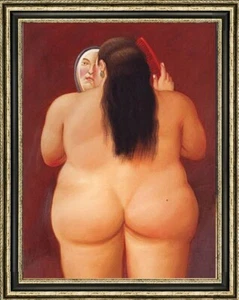 Hand-painted Oil painting Reproduction Fernando Botero Fat nude girl on canvas - Picture 1 of 1